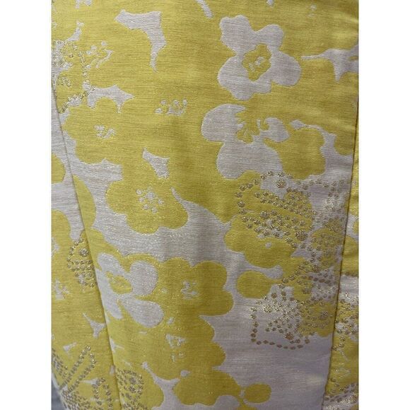 Tahari ASL Yellow White Floral Faux Pearl & Gold Sequin Sheath Dress Size 8 - Picture 9 of 11